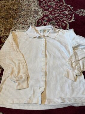 Reebok White Ribbed Golf Polo Shirt